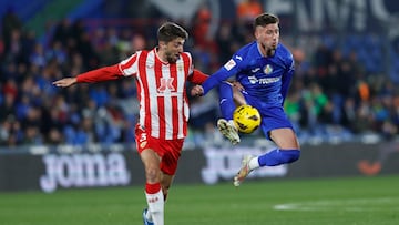 Carmona y Edgar, del Almería, el pasado sábado 25 de noviembre en el Coliseum.