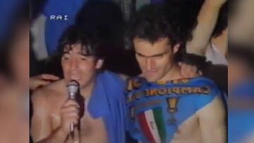 Bruscolotti y Maradona tras ganar el Scudetto del 87