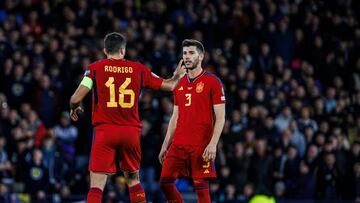 Momento del partido de clasificación para la Eurocopa de 2024 entre Escocia y España.