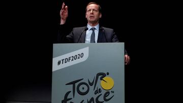 Christian Prudhomme habla durante la presentación del recorrido del Tour de Francia 2020.