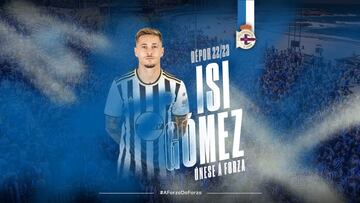 Isi Gómez en su anuncio como jugador del Deportivo.