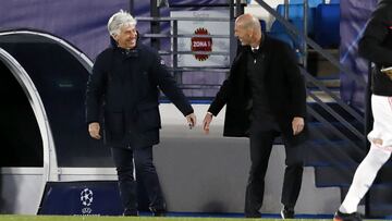 16/03/21 PARTIDO CHAMPIONS LEAGUE REAL MADRID - ATALANTA SALUDO ZIDANE GASPERINI