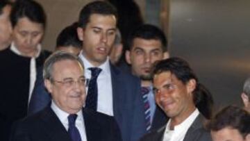 Florentino y Nadal, en el palco del Bernabéu.