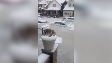 Un barrio queda bajo el hielo después de una gran inundación, causando caos y evacuaciones.