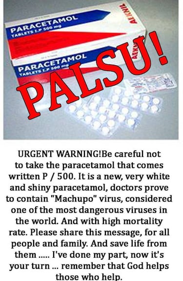 ¿Timo de WhatsApp o real? Virus Machupo en pastillas de paracetamol