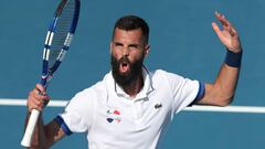 Benoit Paire celebra su victoria ante Ugo Humbert durante la final del Auckland Classic 2020.