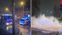 Insólito: se rompe una tubería en Madrid y deja esta brutal imagen camino del aeropuerto