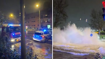 Insólito: se rompe una tubería en Madrid y deja esta brutal imagen camino del aeropuerto