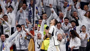 Soccer Football - Champions League - Group C - Real Madrid v Napoli - Santiago Bernabeu, Madrid, Spain - November 29, 2023 Real Madrid's Joselu celebrates scoring their fourth goal REUTERS/Juan Medina