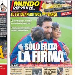 La renovación de Messi, en las portadas de Barcelona
