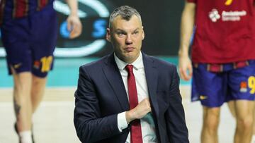 Sarunas Jasikevicius, head coach of FC Barcelona looks on during the Euroleague basketball match played between Real Madrid and FC Barcelona at Wizink Center on March 11, 2021 in Madrid, Spain.
AFP7
11/03/2021 ONLY FOR USE IN SPAIN