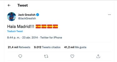 Grealish’s “Hala Madrid” tweet comes back to haunt him