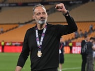 Pellegrino Matarazzo, entrenador de la Real, tras ganar la Copa del Rey.