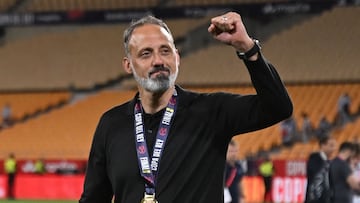 Pellegrino Matarazzo, entrenador de la Real, tras ganar la Copa del Rey.