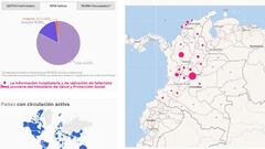 Mapa del coronavirus en Colombia.