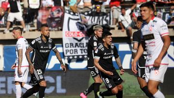 Futbol, Deportes Copiapo vs Colo Colo.
Fecha 30, Campeonato Nacional 2024.
El jugador de Colo Colo Arturo Vidal celebra su gol contra de Deportes Copiapo durante el partido de primera division disputado en el estadio Luis Valenzuela en Copiapo, Chile.
10/11/2024
Javier Salvo/Photosport
Football, Deportes Copiapo vs Colo Colo
30th turn, 2024 National Championship.
Colo Colo´s player Arturo Vidal celebrates his goal against of Deportes Copiapo during the first division match held at the Luis Valenzuela stadium in Copiapo, Chile.
10/11/2024
Javier Salvo/Photosport