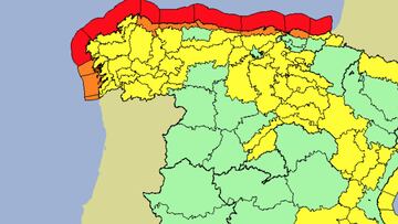 Riesgo de oleaje y viento por la borrasca Aline para el viernes, 20 de octubre del 2023. 