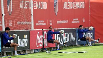 Jo&atilde;o F&eacute;lix, Correa y Morata en el primer entrenamiento tras el par&oacute;n provocado por el COVID-19.