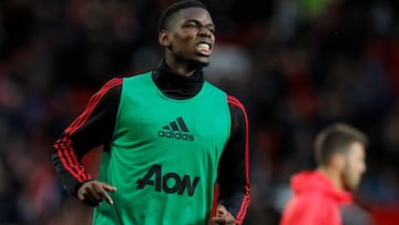 Soccer Football - Premier League - Manchester United v Manchester City - Old Trafford, Manchester, Britain - April 24, 2019 Manchester United's Paul Pogba during the warm up before the match REUTERS/Phil Noble EDITORIAL USE ONLY. No use with una