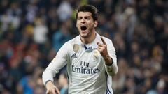 Morata celebra un gol con el Real Madrid. 