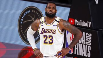 LeBron James, durante el tercer partido de las Finales de la NBA 2020 que ha enfrentado a Miami Heat y Los Angeles Lakers