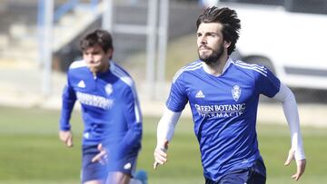 Eugeni Valderrama, durante el entrenamiento de esta mañana.