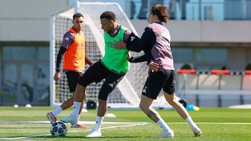 Mbappé, entrenando en Valdebebas.