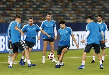 Vallejo y Carvajal durante el entrenamiento. 