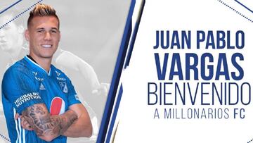 Juan Pablo Vargas es el tercer refuerzo de Millonarios para 2020.