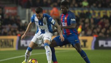 Umtiti, en el partido ante el Legan&eacute;s.