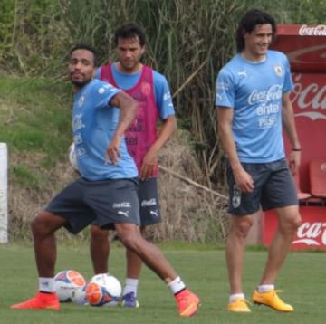 Los uruguayos tuvieron un distendido entrenamiento.