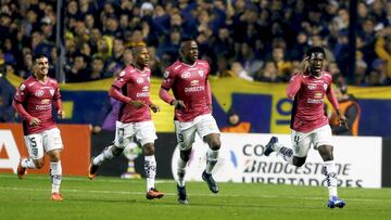 La revelaci&oacute;n en Am&eacute;rica. Caicedo, del Independiente, celebra su gol en la Bombonera el d&iacute;a que su equipo elimin&oacute; a Boca y se clasific&oacute; para la final.
 