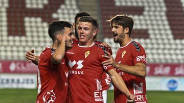 13/12/20  PARTIDO SEGUNDA DIVISION B
 REAL MURCIA  -  UCAM MURCIA 
 Pedrosa , celebra gol 1-1 ALEGRIA 