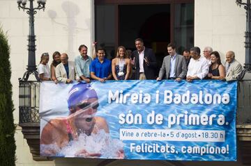 En 2013 se celebró en Barcelona el Mundial de natación. Mireia Belmonte nadaba en casa y consiguió el bronce en 200 estilos y la plata en 200 mariposa y 400 estilos. Fue homenajeada en Badalona, su ciudad natal, donde el alcalde la condecoró en un acto institucional.