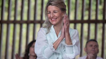 La l¨ªder de Sumar y vicepresidenta segunda y ministra de Trabajo y Econom¨ªa Social, Yolanda D¨ªaz, interviene en un mitin en la Pista Polideportiva de Cimavilla, a 15 de julio de 2023, en Gij¨®n, Asturias (Espa?a). Este acto se enmarca dentro de la campa?a electoral que est¨¢ llevando a la vicepresidenta segunda y ministra de Trabajo y Econom¨ªa Social a visitar varias ciudades espa?olas de cara a las elecciones generales del pr¨®ximo 23 de julio como l¨ªder de la nueva coalici¨®n progresista Sumar.
15 JULIO 2023;SUMAR;23J;ELECCIONES;ELECCIONES GENERALES;MITIN CAMPA?A ELECTORAL
Jorge Peteiro / Europa Press
15/07/2023