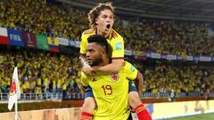 Juan Quintero y Miguel Borja en un partido de la Selecci&oacute;n Colombia