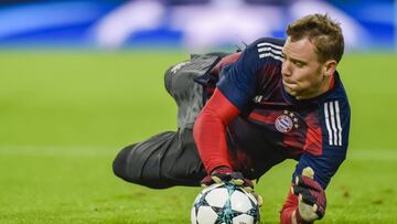 Neuer, en un entrenamiento del Bayern de Múnich.