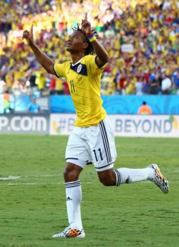 Cuadrado celebra su gol ante el seleccionado Japonés.