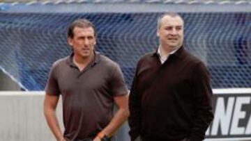 <b>BINOMIO. </b>Miguel Ángel Ramírez, junto a Óscar Arias, director deportivo del club.