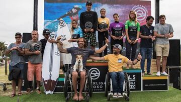 Ganadores de la SuperLiga Siroko 2019 en Berria (Cantabria) en las categor&iacute;as masculina, femenina y surf adaptado.