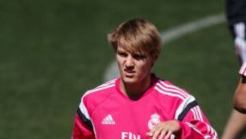 Odegaard, en el entrenamiento de este viernes.