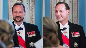 El pr&iacute;ncipe Haakon de Noruega se afeita la barba en mitad de una cena.