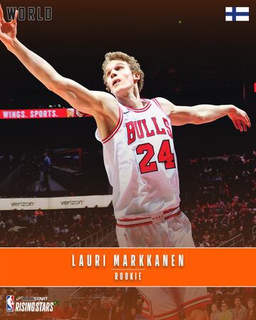 Lauri Markkanen (Ala-pívot, Chicago Bulls, rookie, Finlandia).