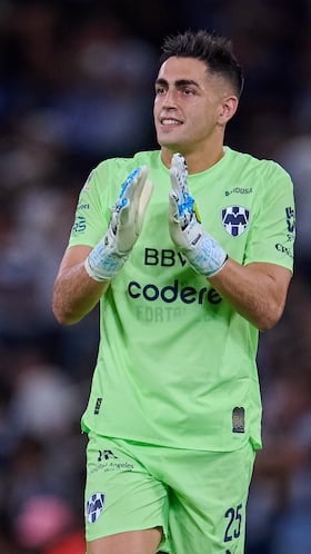 Santiago Mele of Monterrey during the 6th round match between Monterrey and Necaxa as part of the Liga BBVA MX, Torneo Apertura 2025 at BBVA Bancomer Stadium, on August 23, 2025 in Monterrey, Nuevo Leon, Mexico.