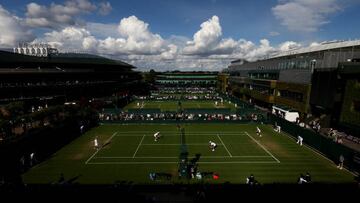 The stars of Wimbledon fight it out mostly at the All England Center Court , but there are many other grass courts where the tennis action is played out.