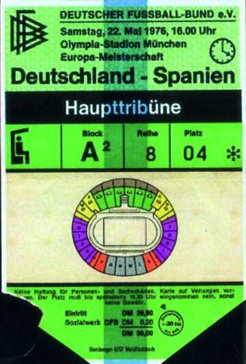 En los cuartos de final, España se enfrentó a Alemania Federal, la vigente campeona del mundo.
Entrada del partido de vuelta, en Múnich.