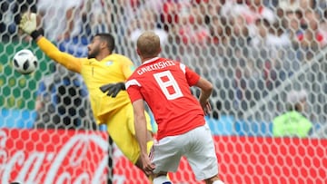 El mediocampista ruso abri&oacute; el marcador frente a Arabia Saudita con un buen cabezazo
 
 
 
 
 
 Action photo during the match Russia vs Saudi Arabia, corresponding to Group A, match number 1 of the Russia 2018 Soccer World Cup at the Lushizki Stadium in Moscow.
 
 
 
 IN THE PHOTO
 
 