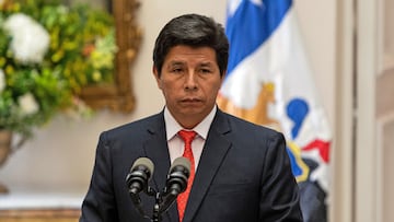 Pedro Castillo holds a press conference at the La Moneda presidential palace in Santiago, Chile, on Nov. 29, 2022.   Photo by /Anadolu Agency via Getty Images)