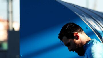 Messi, en un entrenamiento con el Barça.