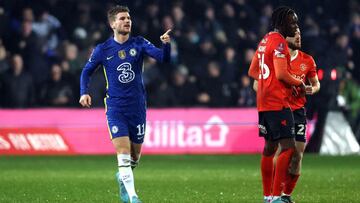 Timo Werner, jugador del Chelsea, celebra su gol contra el Luton Town.